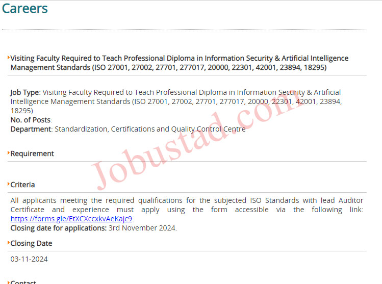 Faculty Jobs Opportunities for Teaching Professional Diploma in Information Security & Artificial Intelligence Management octobor 2024 Introduction Faculty jobs announced for teaching professional diploma in information security in artificial intelligent management The organization needs energetic and interested candidates for the post of Teaching as a Visiting Faculty. Those candidate who want to create career in teaching these posts are open for them. The candidate are invited for the position of visiting security to teach professional diploma in information security and artificial intelligent management standard